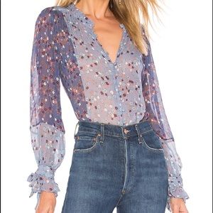 PAIGE Dorothy Floral Silk Button Front Blouse Top